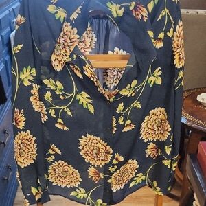 Floral Black Blouse